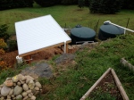 New coop directly besides and below garden to route chickens through in off-season